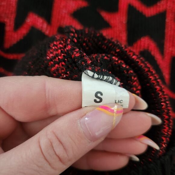 Ellen D Kollection Vintage Geometric Pattern Knit Sweater Red & Black Size Small - Picture 5 of 9